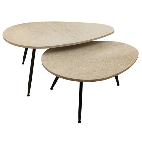 Veria set of 2 koffietafels beige marmer naar Only.