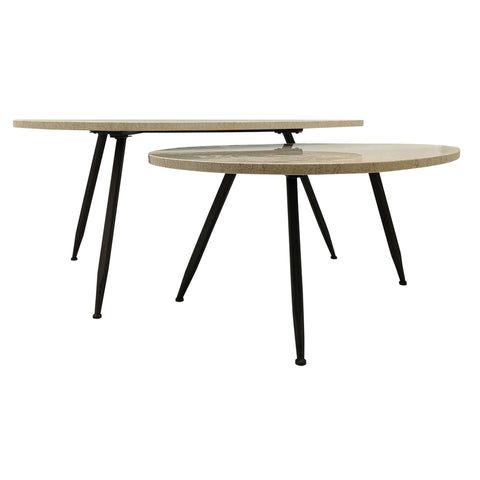 Veria set of 2 koffietafels beige marmer naar Only.