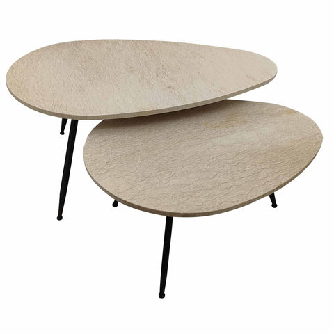 Veria set of 2 koffietafels beige marmer naar Only.