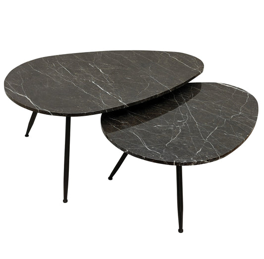 Veria set of 2 koffietafels bruin marmer naar Only.