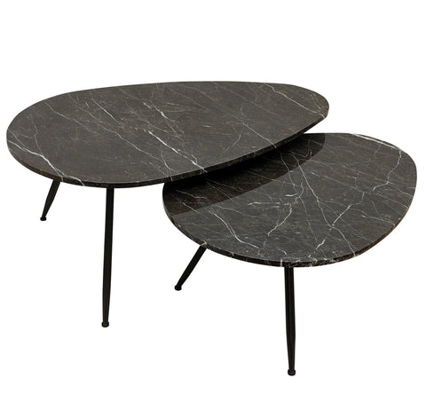 Veria set of 2 koffietafels bruin marmer naar Only.
