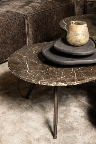 Veria set of 2 koffietafels bruin marmer naar Only.