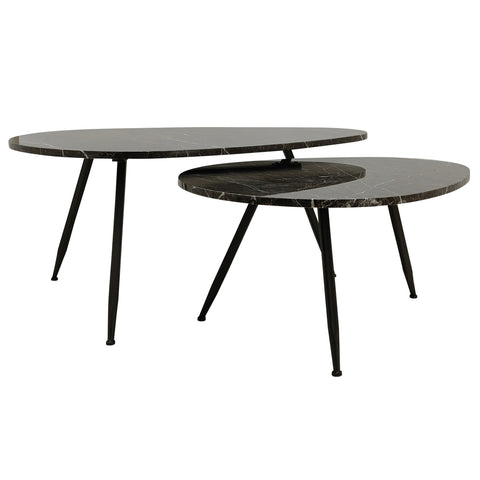 Veria set of 2 koffietafels bruin marmer naar Only.