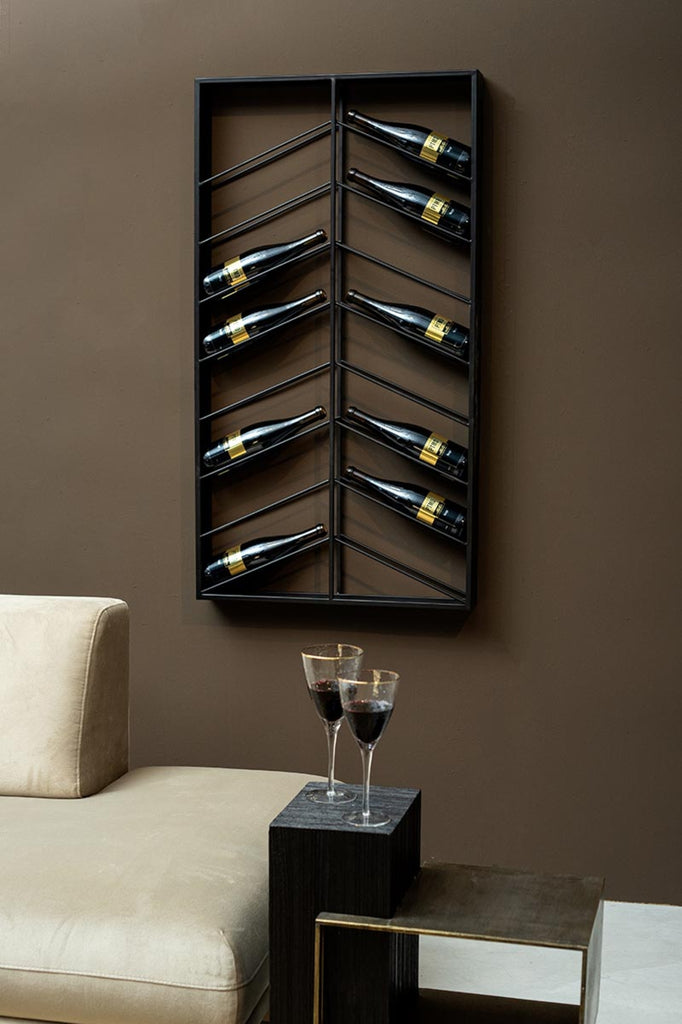 Wijnrek Vinno Zwart Metaal 65x120 cm PTMD