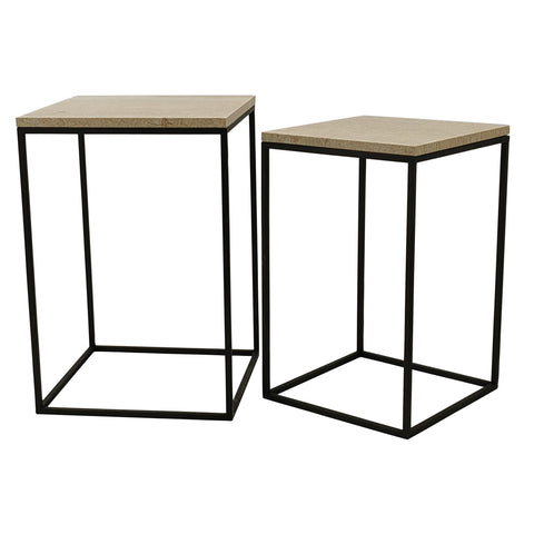 Volos set of 2 side tables beige marble
