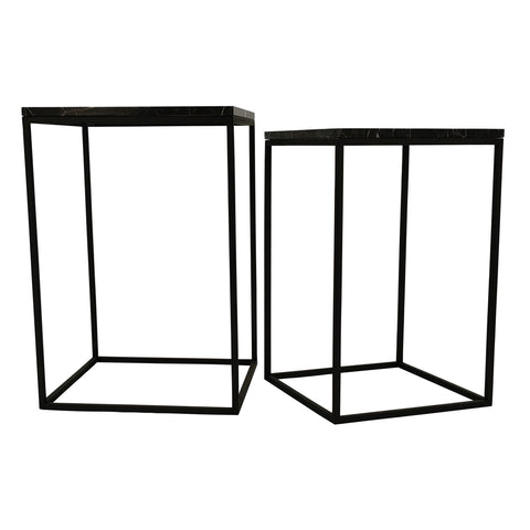 Volos set of 2 side tables brown marble