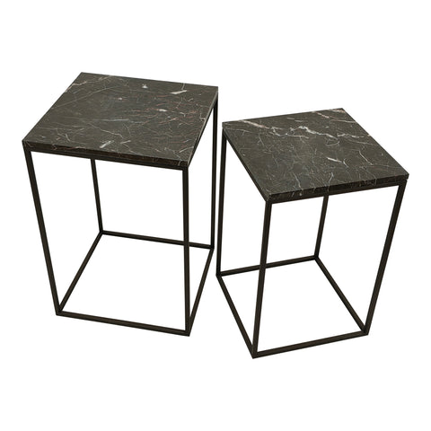 Volos set of 2 side tables brown marble