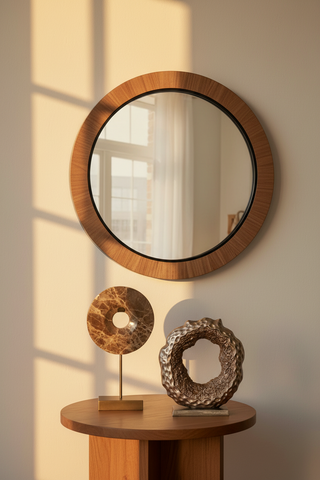 Wandspiegel Tiess Naturel Eiken zonnige sfeer met reflectie