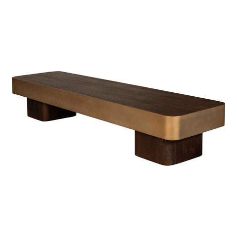 Warren Coffee table 180x45x31 brown wood gold mtl