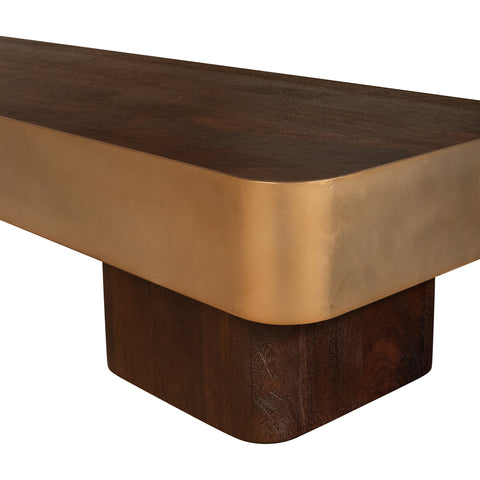 Warren Coffee table 180x45x31 brown wood gold mtl