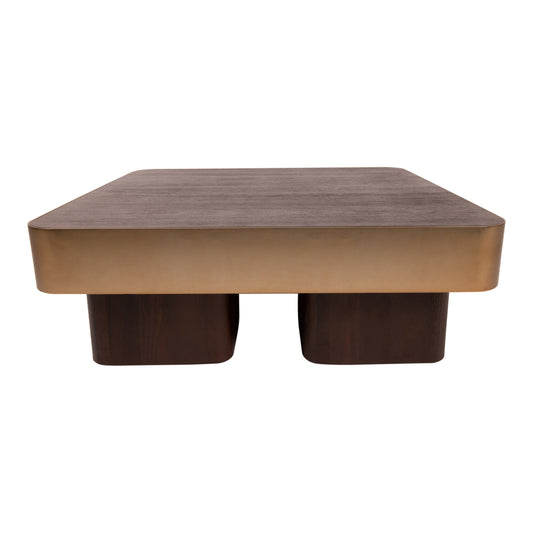 Warren Coffee Table 90x90x31 madera marrón metal dorado