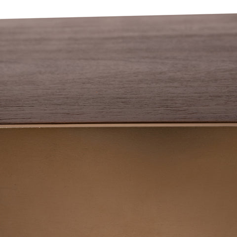 Warren Coffee Table 90x90x31 madera marrón metal dorado