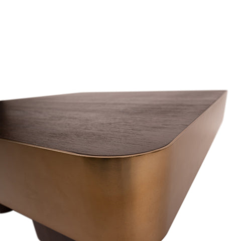 Warren Coffee Table 90x90x31 madera marrón metal dorado