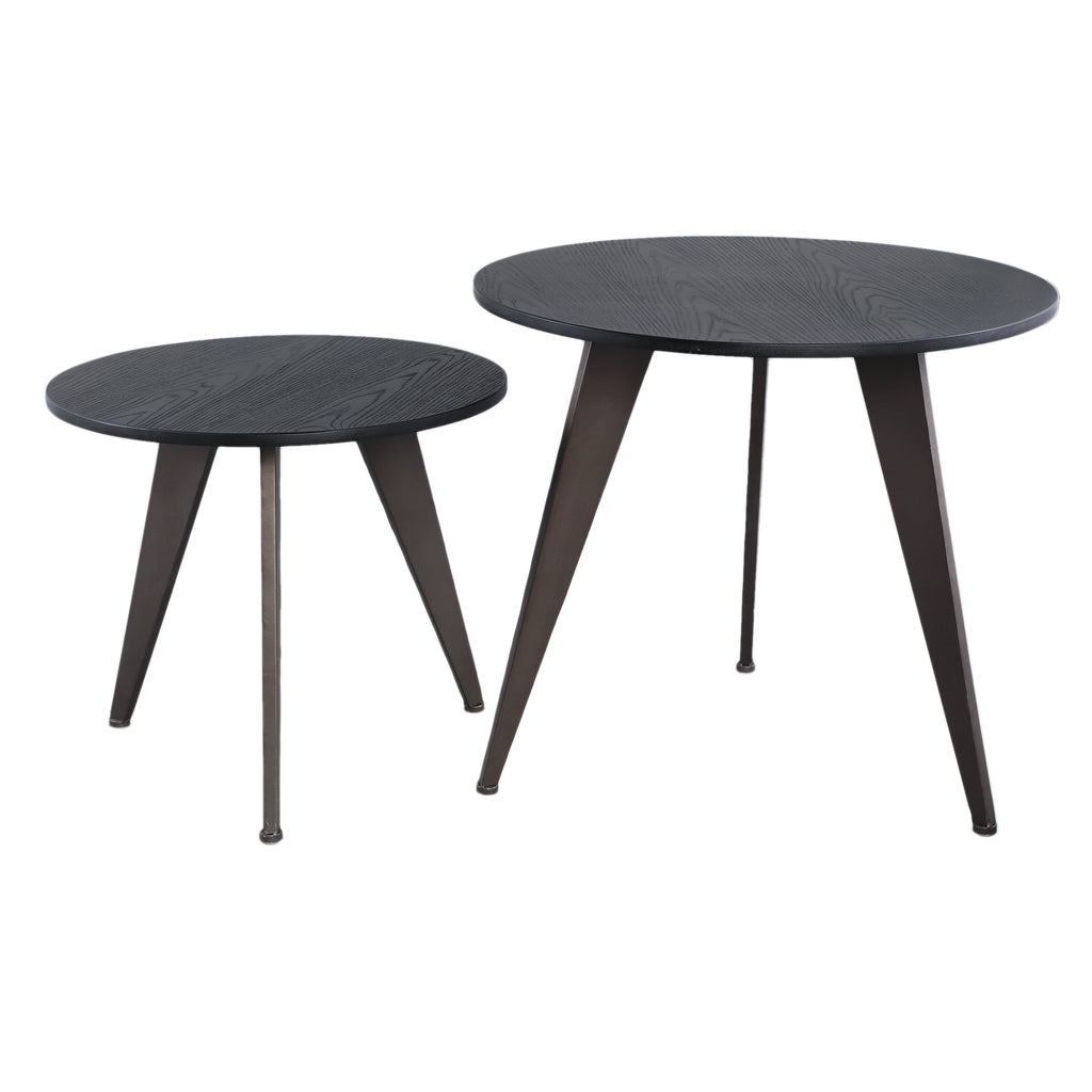 Werdy Black iron coffee table with veneer top, round SV2