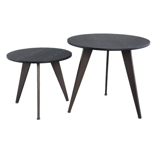 Werdy Black iron coffee table with veneer top, round SV2