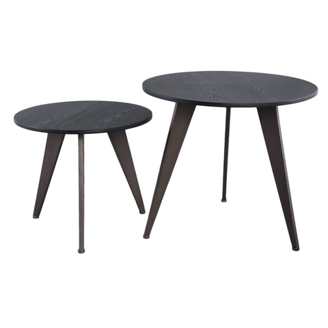 Werdy Black iron coffee table with veneer top, round SV2