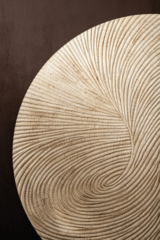 Wiktor White MDF round wallpanel swirl carved LをOnlyに翻訳します。