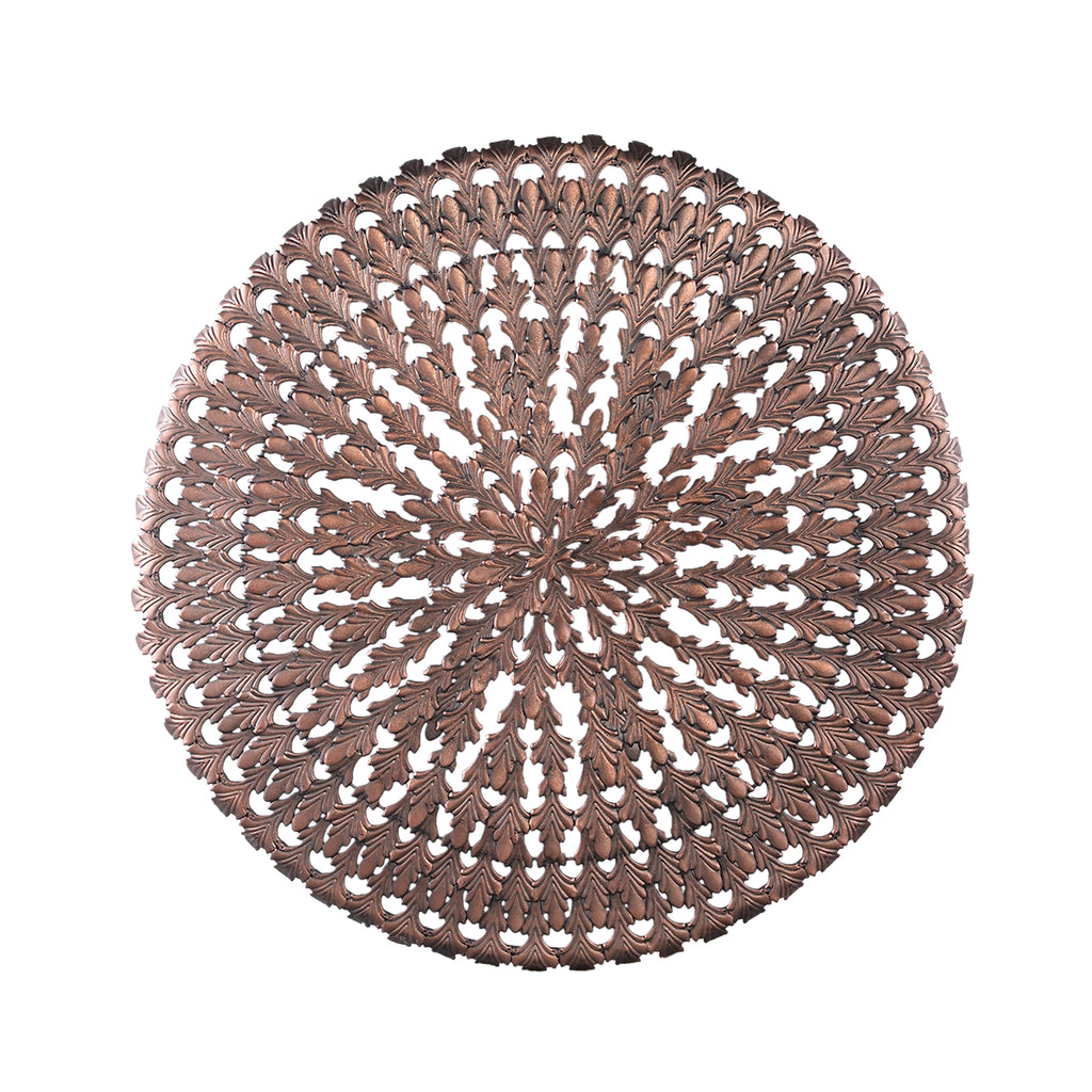 Xavery Copper round iron wall panel carved look L translates to "Xavery Paneles de Pared Redondos de Hierro en Cobre con Aspecto Tallado L"