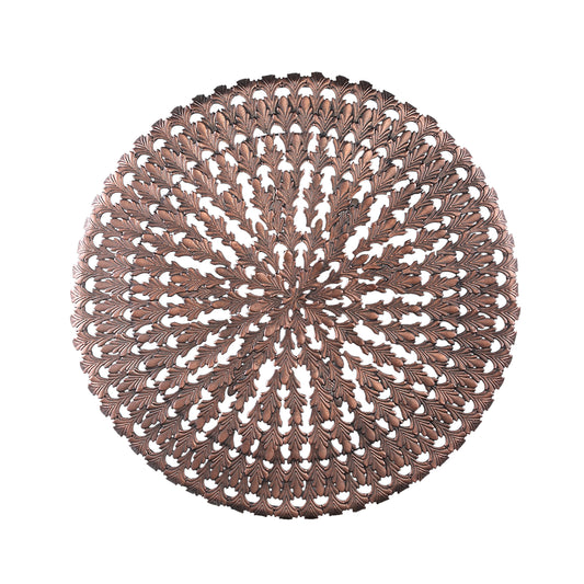 Xavery Copper round iron wall panel carved look L translates to "Xavery Paneles de Pared Redondos de Hierro en Cobre con Aspecto Tallado L"