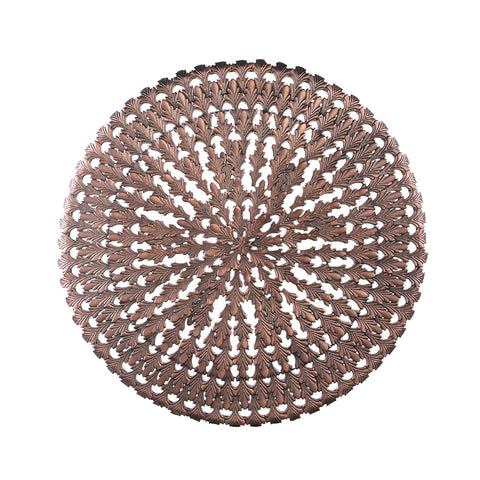 Xavery Copper round iron wall panel carved look L translates to "Xavery Paneles de Pared Redondos de Hierro en Cobre con Aspecto Tallado L"