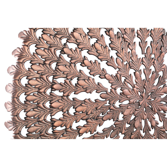 Xavery Copper round iron wall panel carved look S translates to "Xavery Panel de pared redonda de hierro cobre tallado S" in Spanish.
