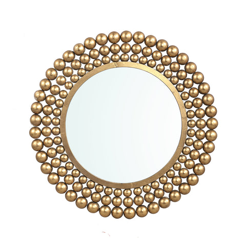 Zenno Oro espejo de pared redondo con borde punteado a Only.