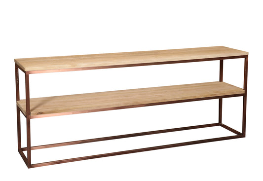 Zoah Copper mango wood double level sidetable